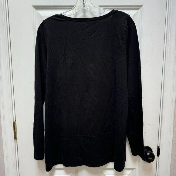 PUREJILL Top Womens Medium Black Pima Cotton Tee Basic Layer Capsule EUC - Picture 2 of 7